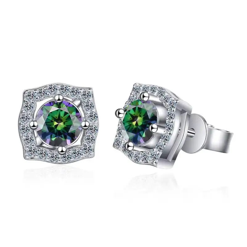 Sterling Silver Moissanite 1ct Stud Earrings Sterling 925 Lab-Created Diamond