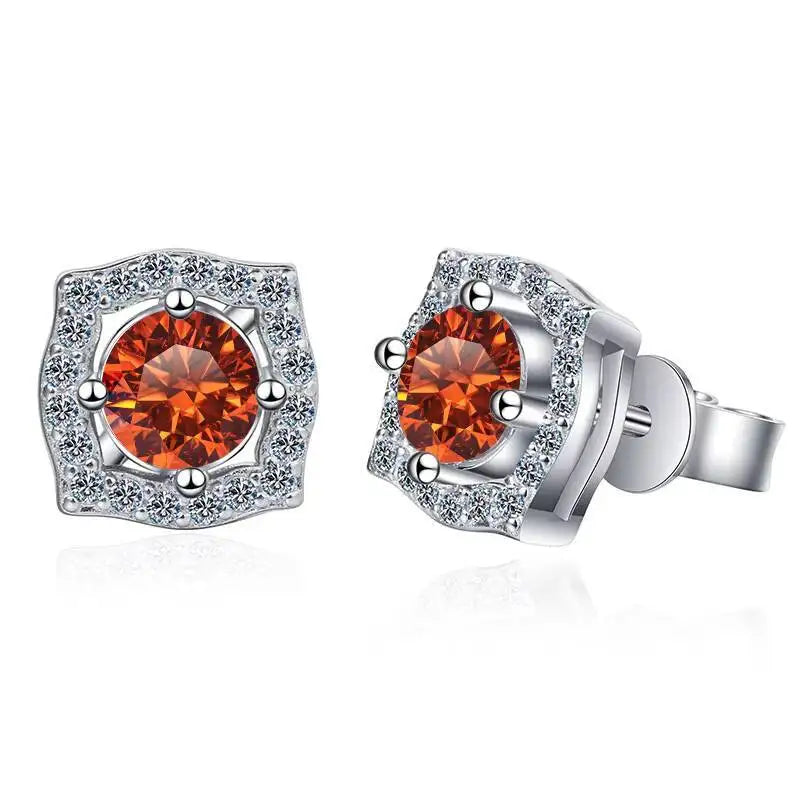 Sterling Silver Moissanite 1ct Stud Earrings Sterling 925 Lab-Created Diamond