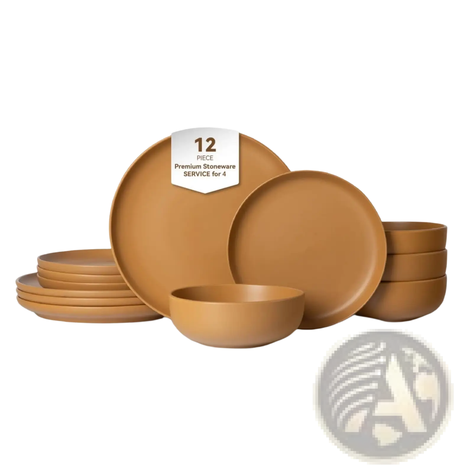 Stoneware Dinnerware Set 12 Piece Matte Glaze for 4