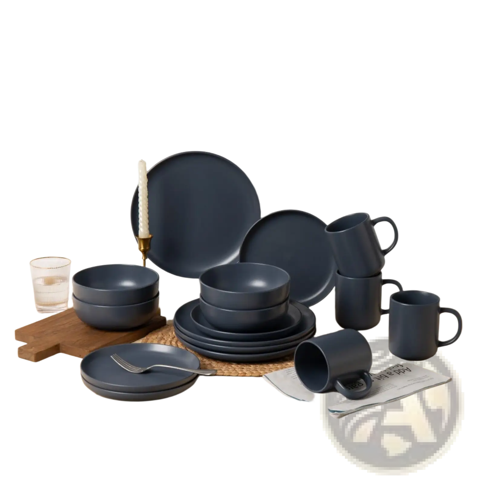 Stoneware Dinnerware Set 12 Piece Matte Gray for 4