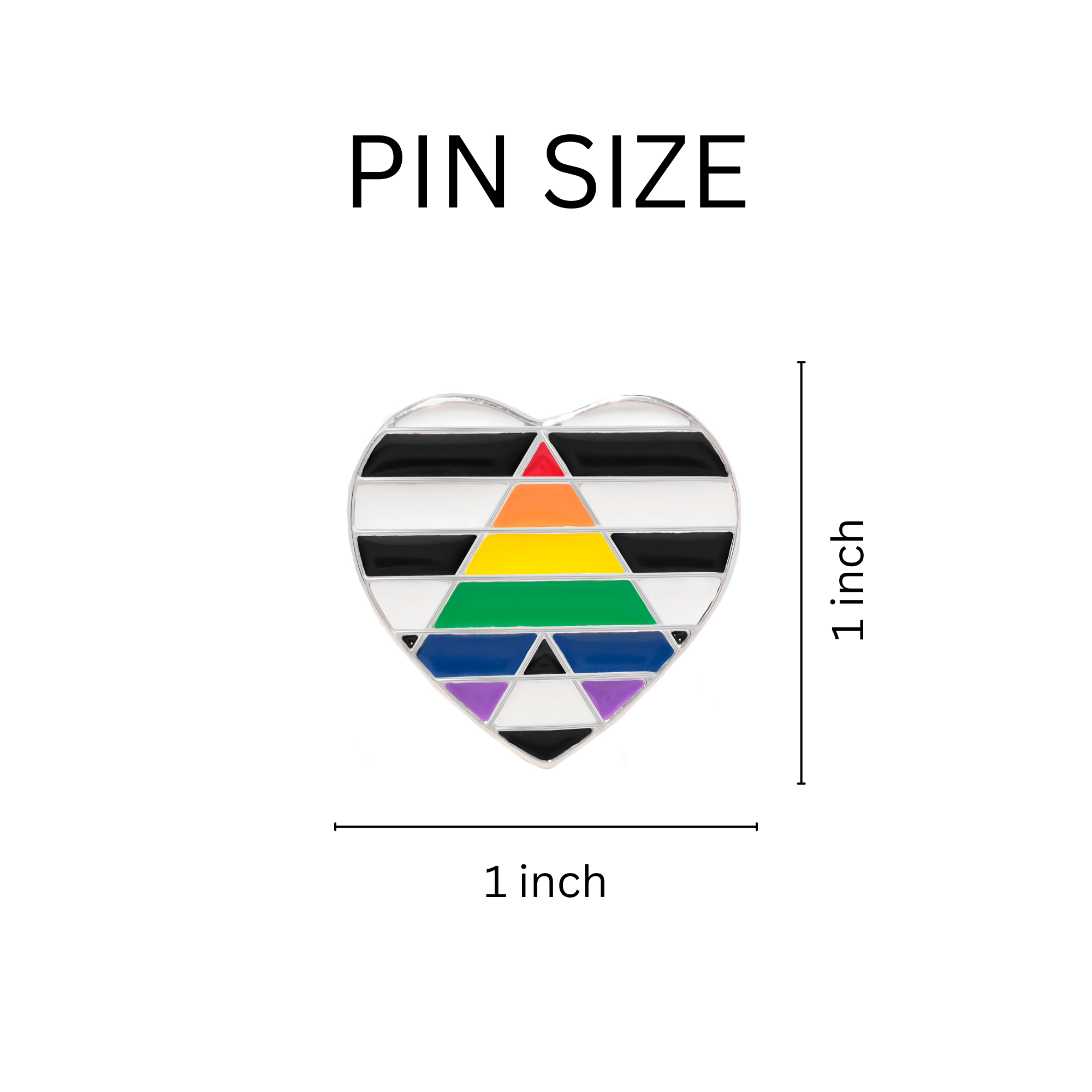 10 Pack Straight Ally Flag Heart Pins