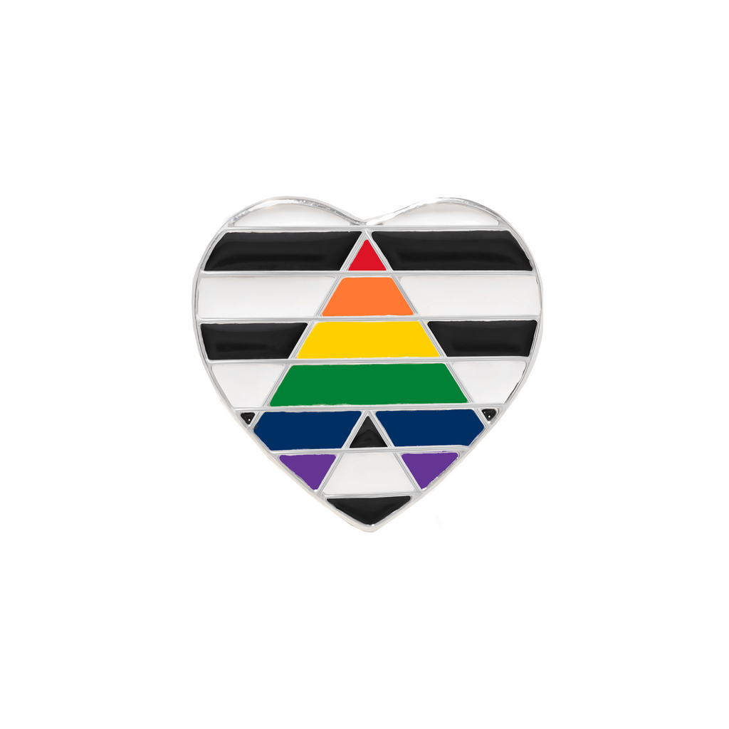10 Pack Straight Ally Flag Heart Pins