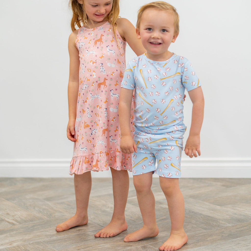 Classic Baseball Summer Pajama Set(Up to 8 years)