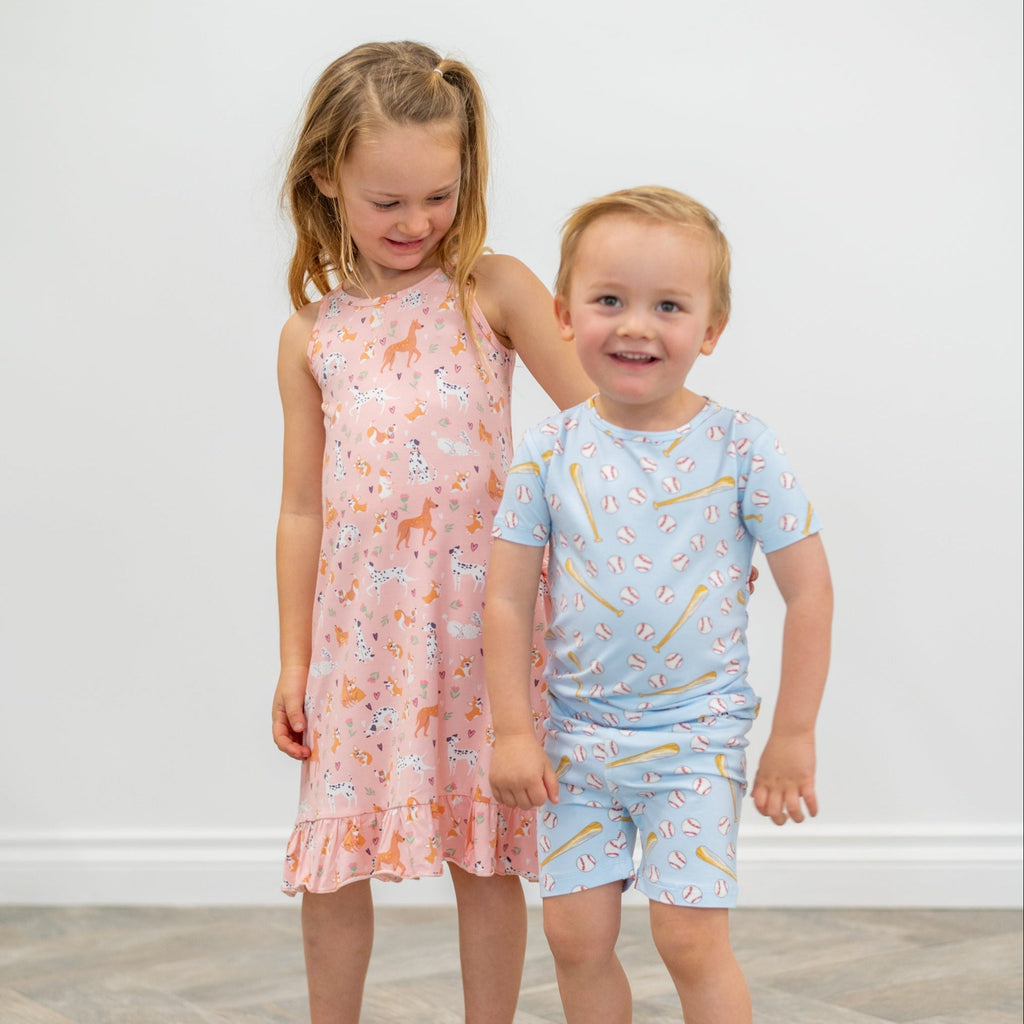 Classic Baseball Summer Pajama Set(Up to 8 years)
