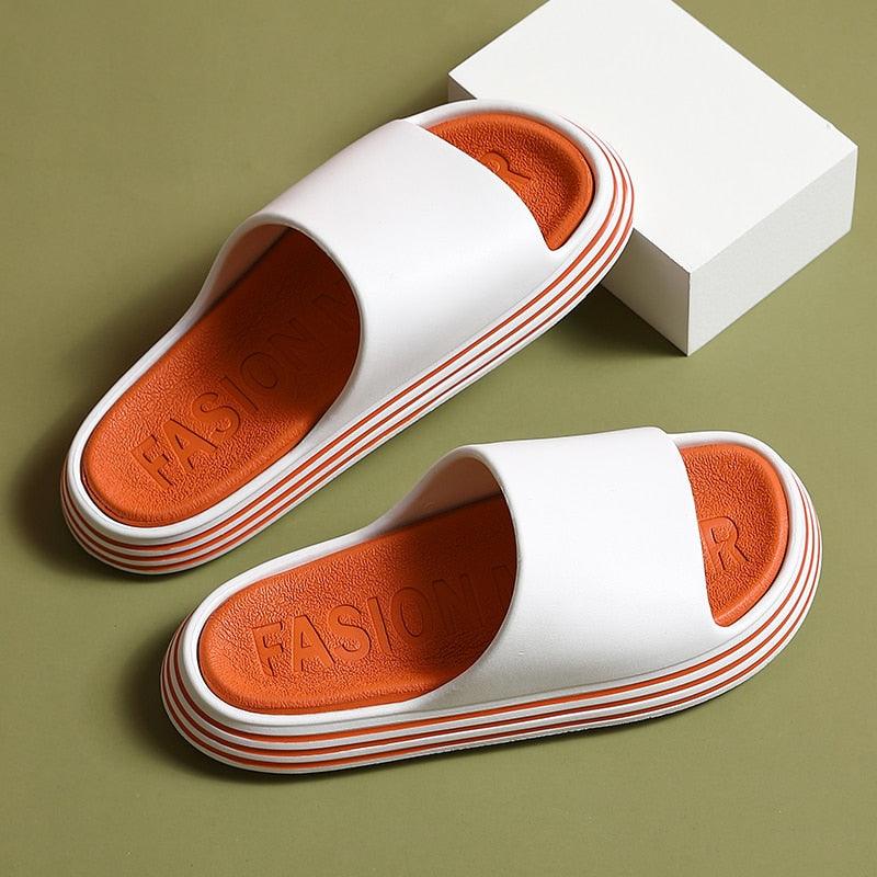 Summer Women Slippers Runway Shoes Outdoor Slides Men Flip Flops Thick Sole Non-slip Beach Pool Outdoor Slippers Anti-Slip Shower Spa Bath Pool Gym Slides Flip Flop Open Toe Comfortable Soft Sandals Casual Shoes