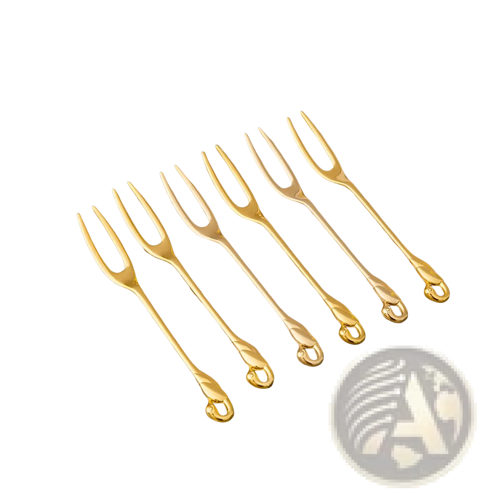 Swan Cutlery Set Gold Dessert Spoons and Forks