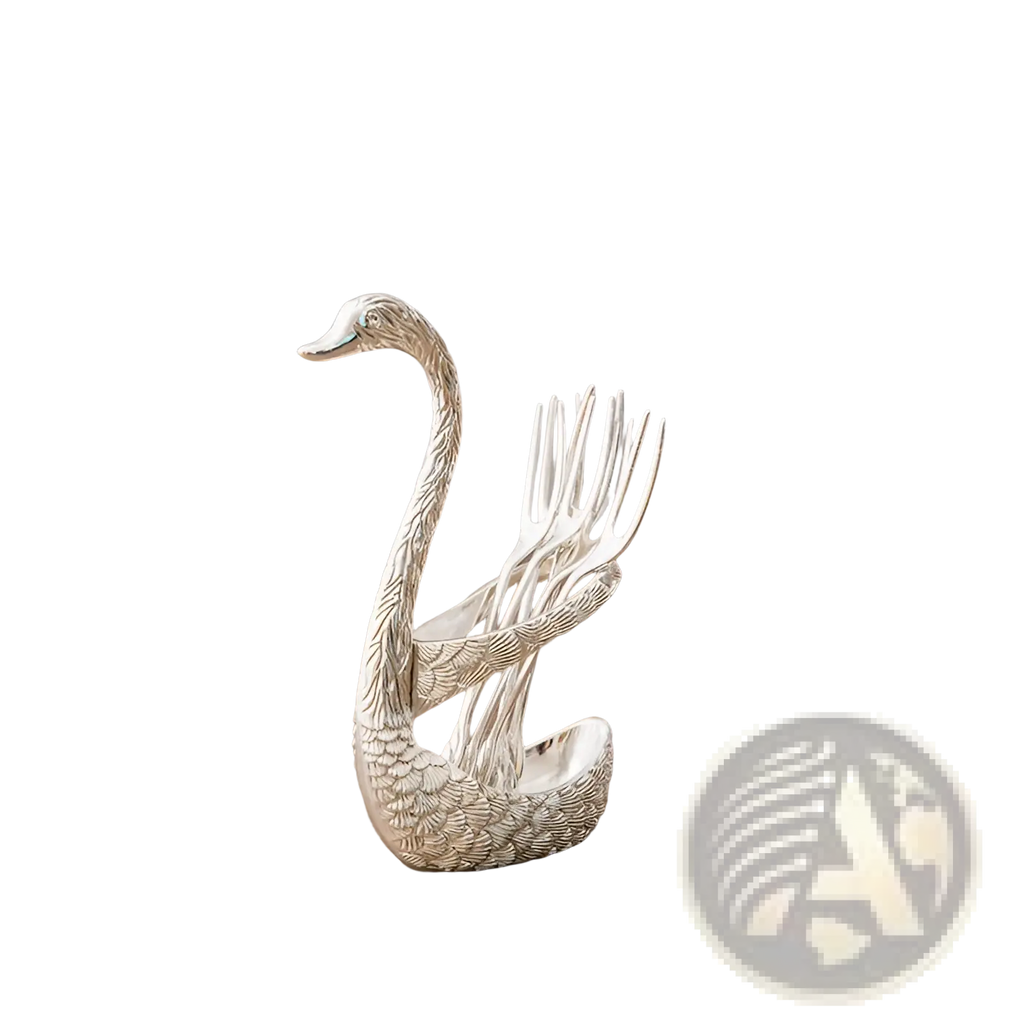 Swan Cutlery Set Gold Dessert Spoons and Forks