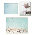 Sylvie Turquoise Beach from Above 2, Blue Beach Van and Woman Floating Framed Canvas by Amy Peterson Art Studio