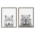 Sylvie Wolf and Bear European Framed Canvas Art Set by Simon Te of Tai Prints