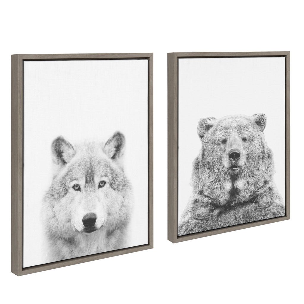 Sylvie Wolf and Bear European Framed Canvas Art Set by Simon Te of Tai Prints