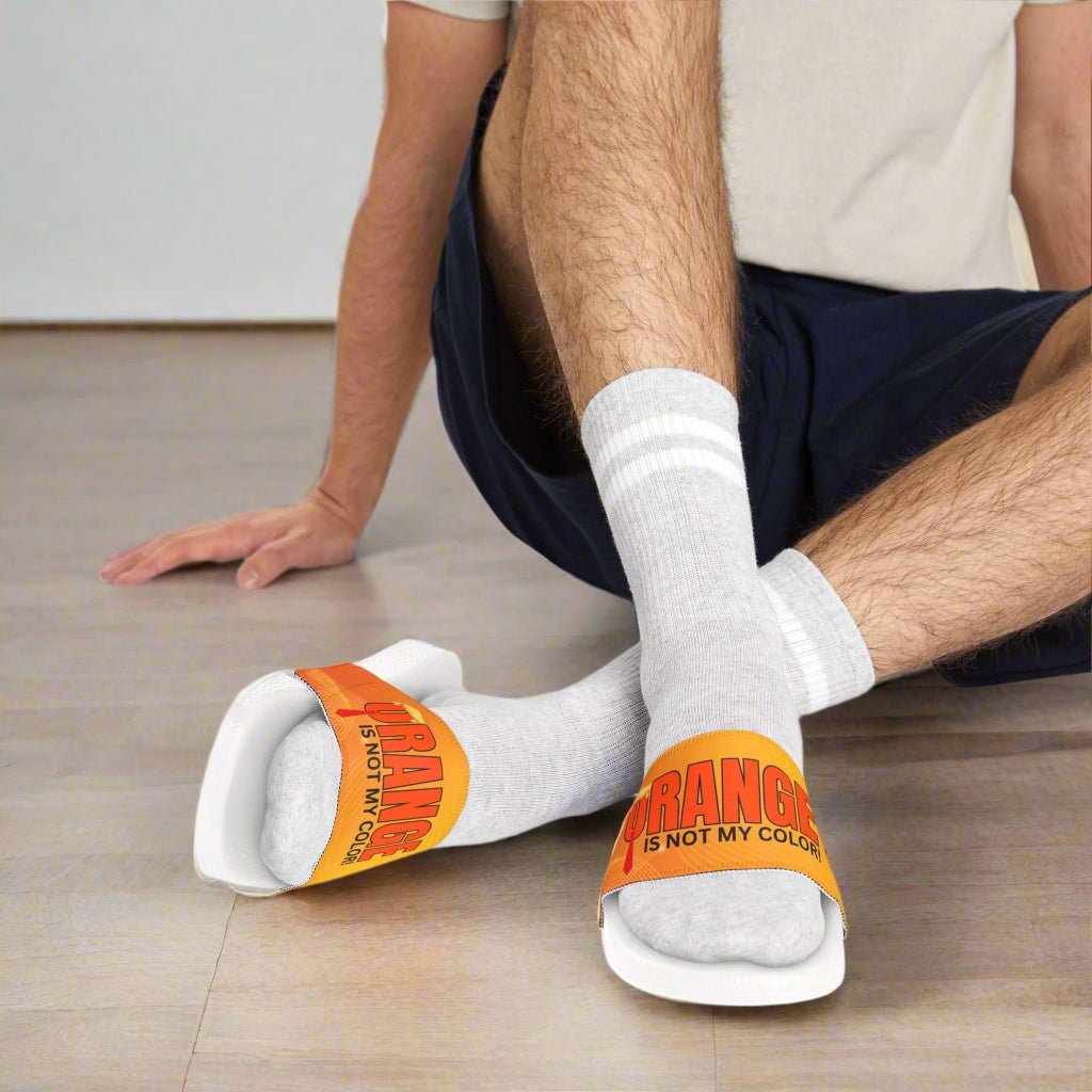Trendy Men's Sandals - 'Orange Is Not My Color' Statement Footwear