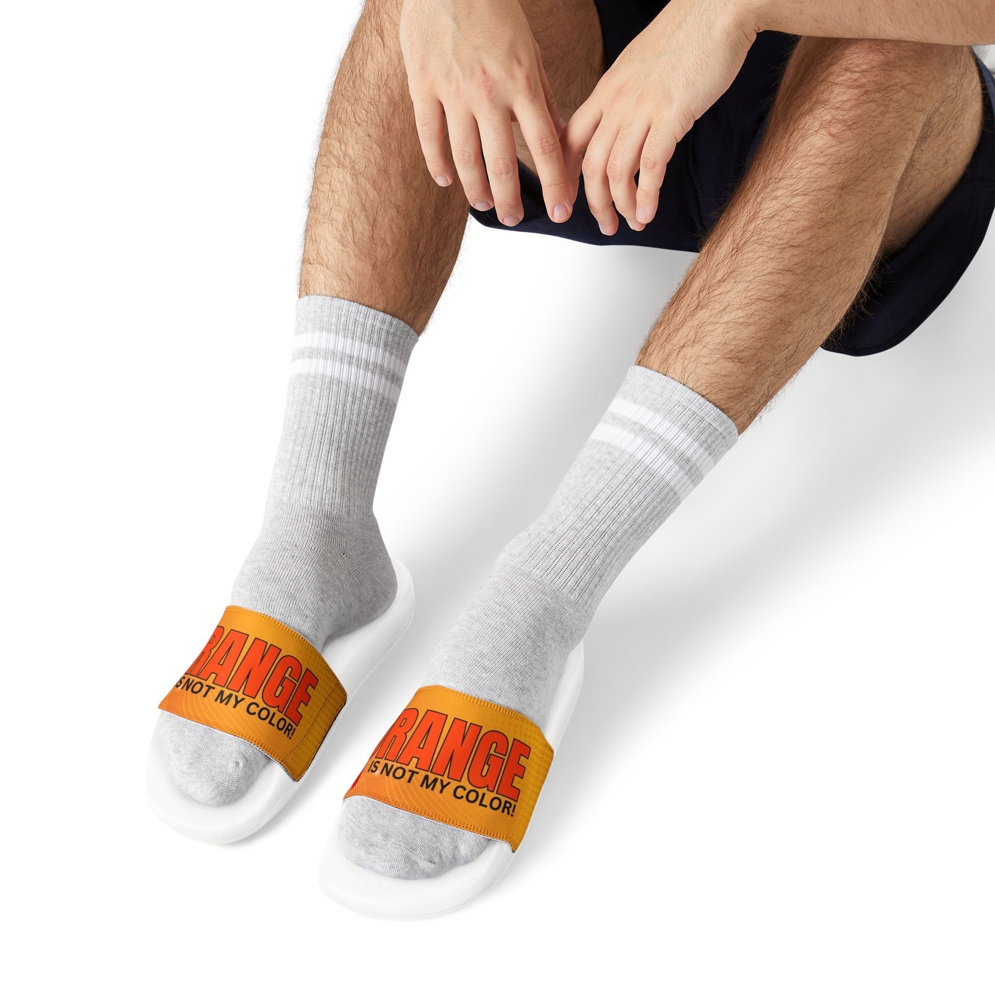 Trendy Men's Sandals - 'Orange Is Not My Color' Statement Footwear