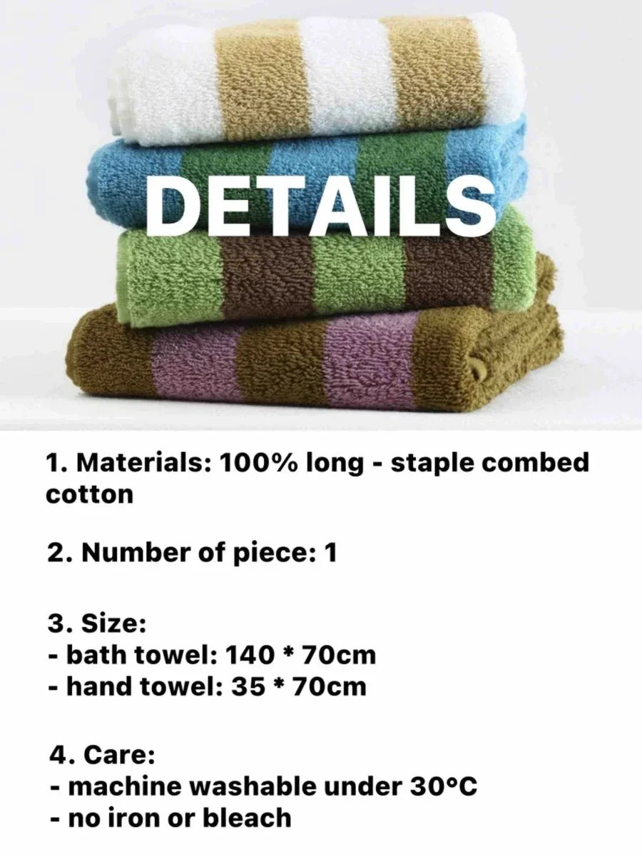Ultra Soft Absorbent Retro Stripe Bath Towel - 100% Organic Premium
