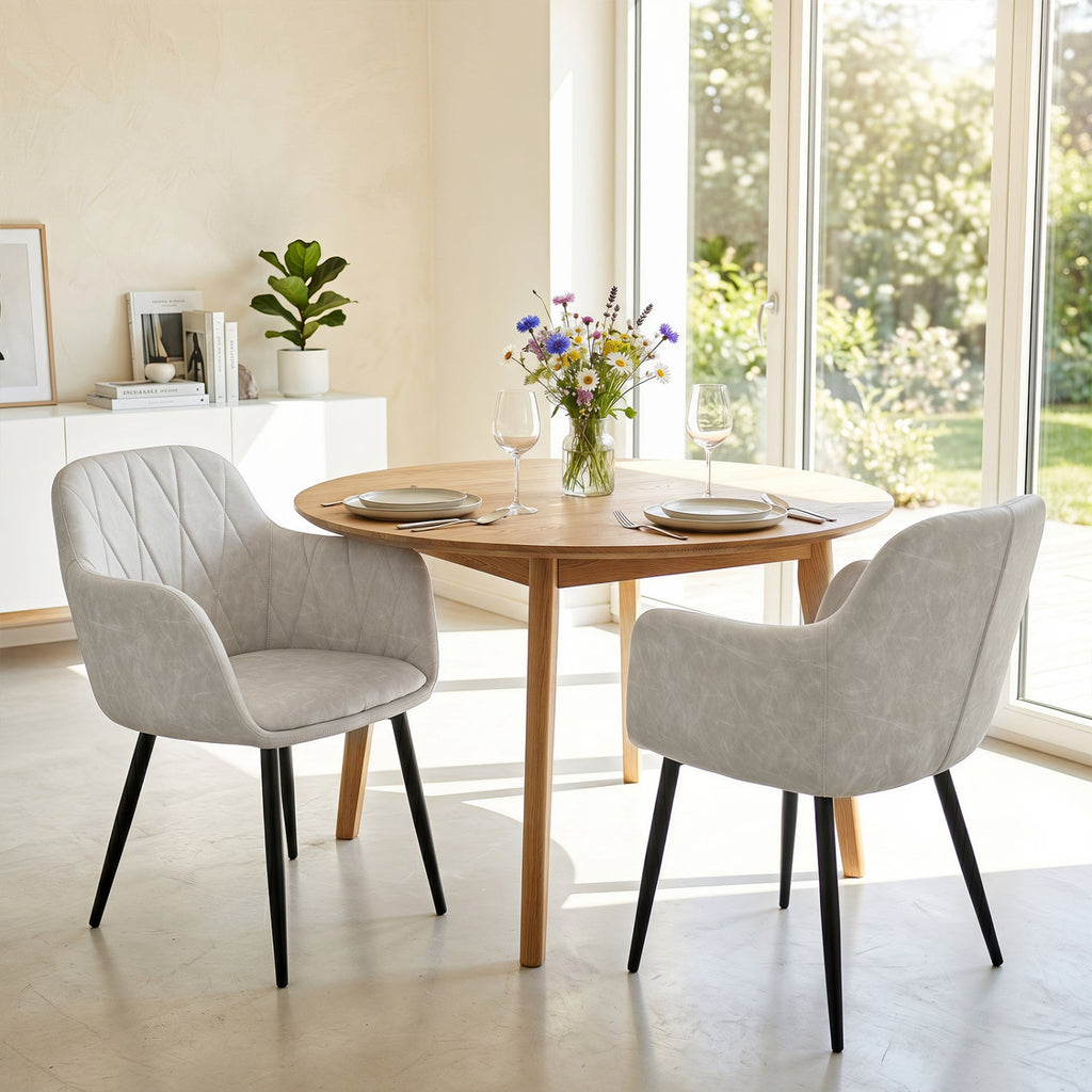 Upholstered Dining Chairs Set of 2 with Curved Back