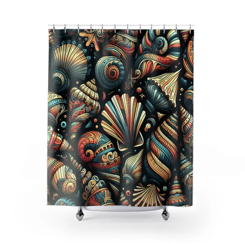Vibrant Seashell Shower Curtain - Coastal Beach Vibes - DipaliZ