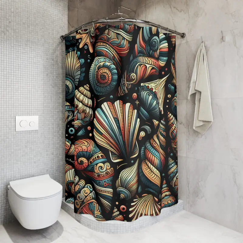 Vibrant Seashell Shower Curtain - Coastal Beach Vibes - DipaliZ