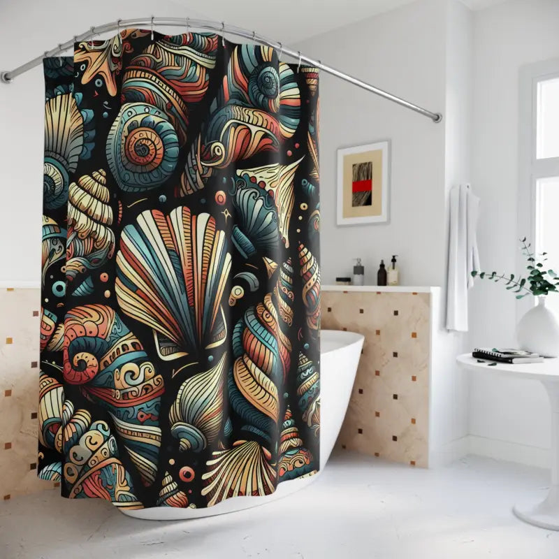 Vibrant Seashell Shower Curtain - Coastal Beach Vibes - DipaliZ