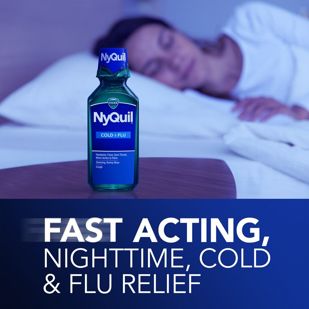 Vicks NyQuil Cold & Flu Nighttime Relief Liquid, 12 fl oz