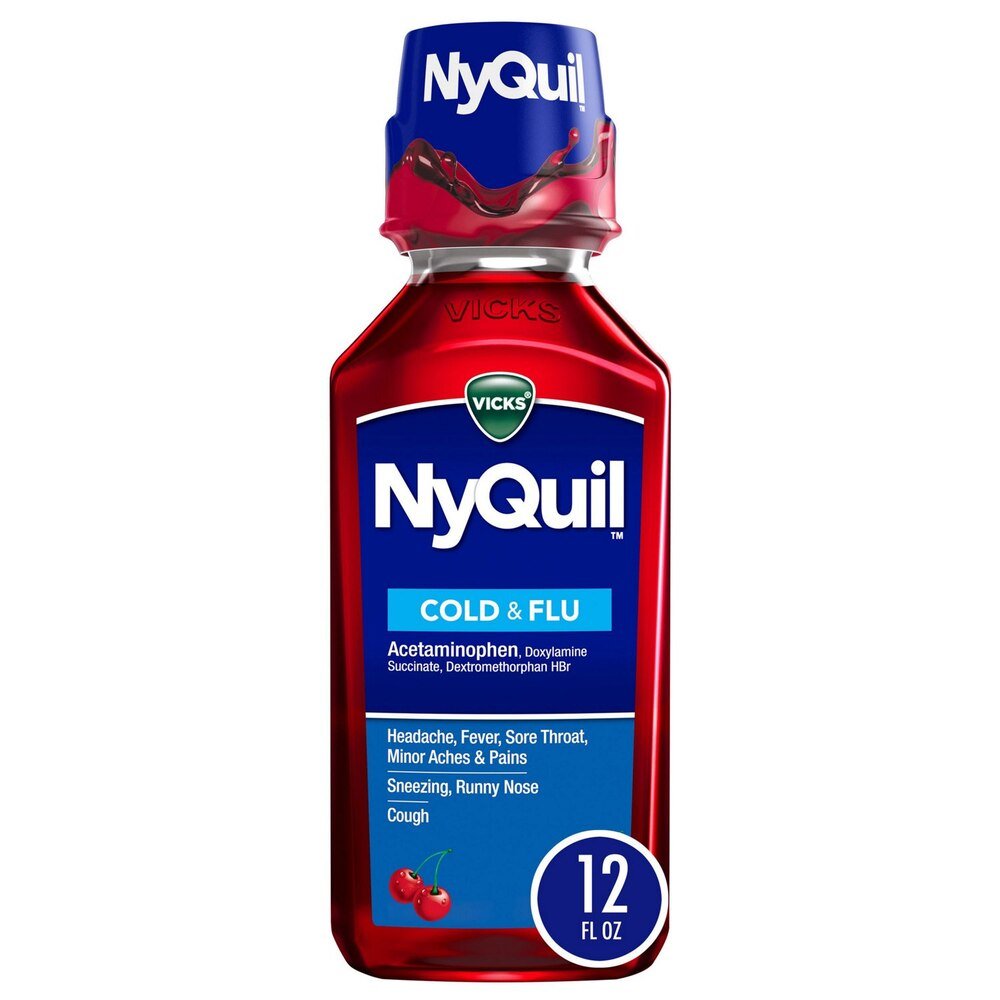 Vicks NyQuil Cold & Flu Nighttime Relief Liquid, 12 fl oz