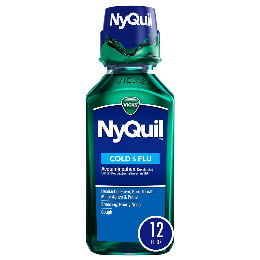 Vicks NyQuil Cold & Flu Nighttime Relief Liquid, 12 fl oz