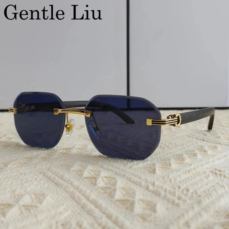 Vintage Square Rimless Sunglasses – Frameless UV protection Eyewear