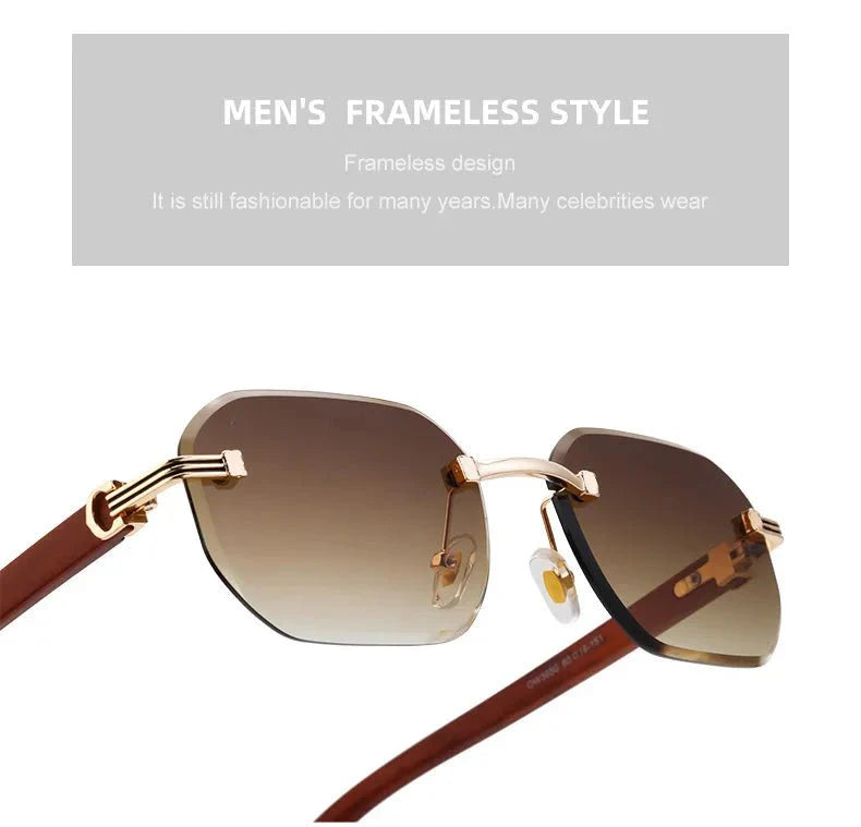 Vintage Square Rimless Sunglasses – Frameless UV protection Eyewear