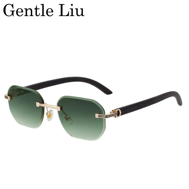 Vintage Square Rimless Sunglasses – Frameless UV protection Eyewear