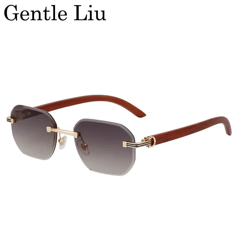 Vintage Square Rimless Sunglasses – Frameless UV protection Eyewear