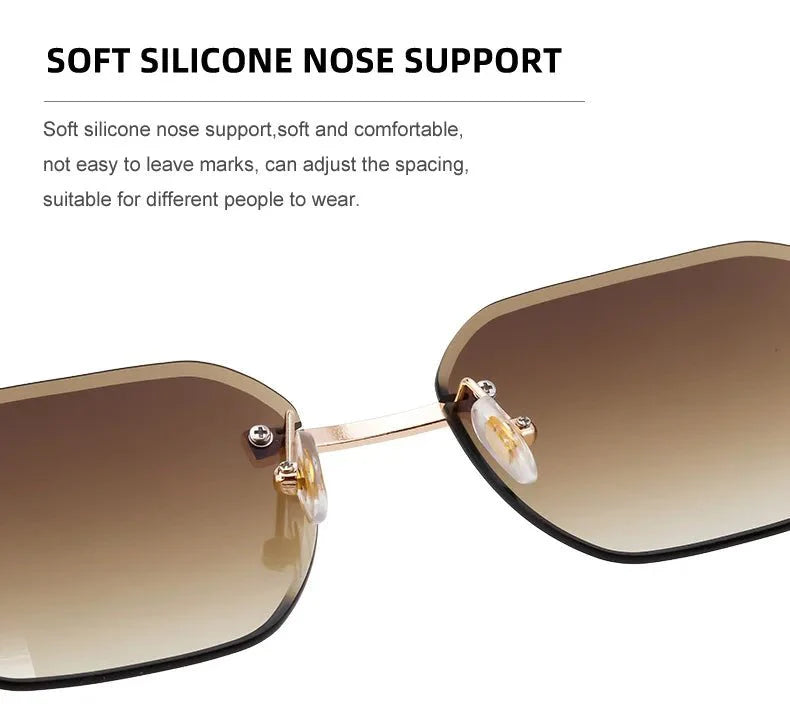 Vintage Square Rimless Sunglasses – Frameless UV protection Eyewear