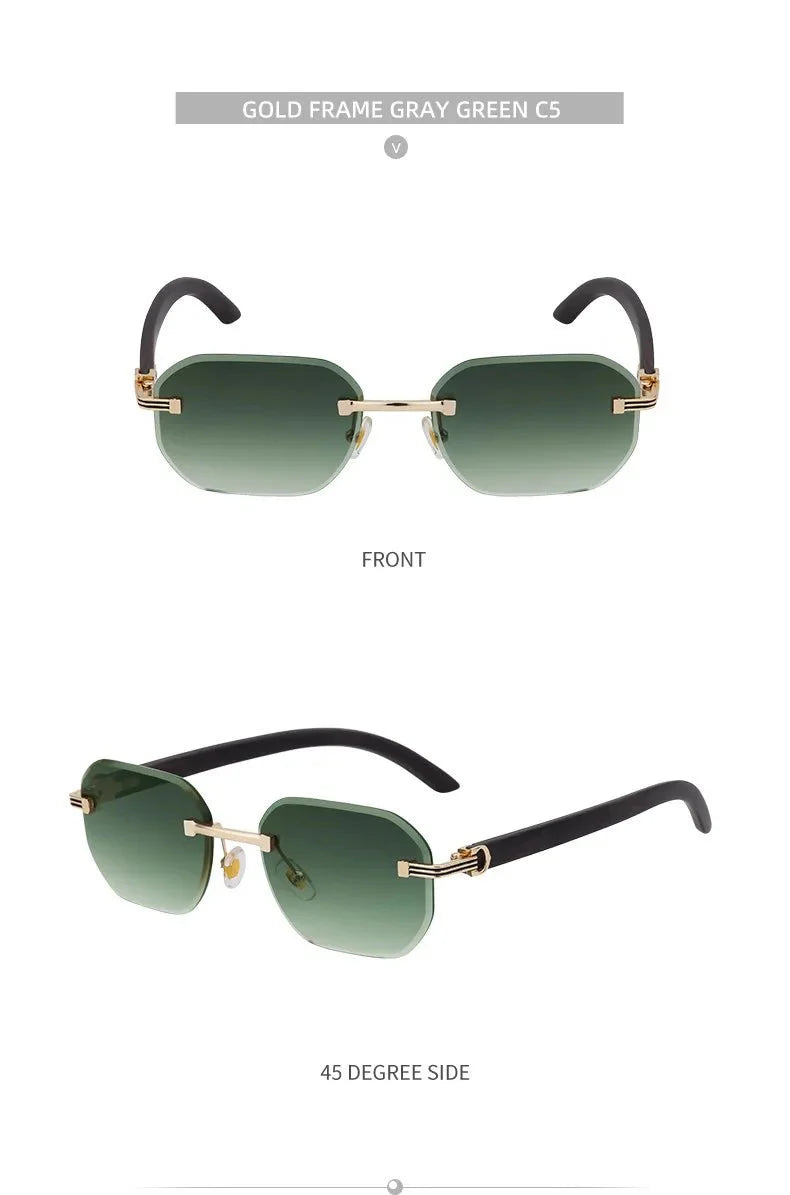 Vintage Square Rimless Sunglasses – Frameless UV protection Eyewear