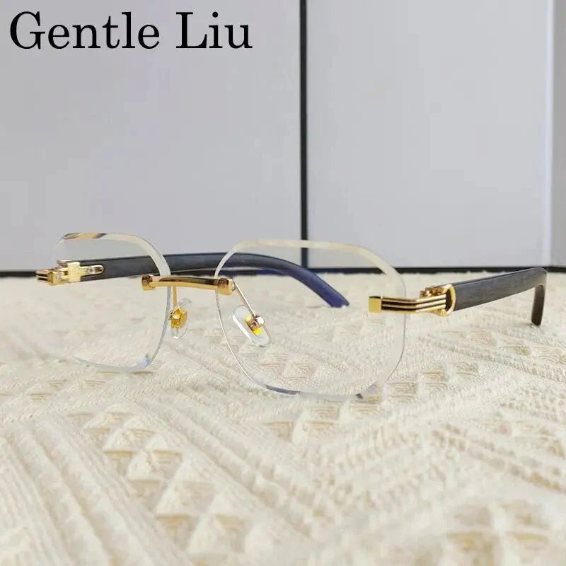 Vintage Square Rimless Sunglasses – Frameless UV protection Eyewear