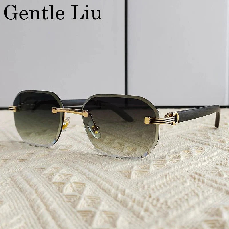 Vintage Square Rimless Sunglasses – Frameless UV protection Eyewear