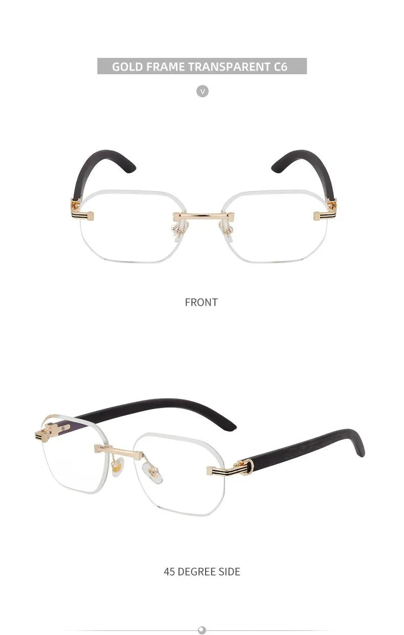 Vintage Square Rimless Sunglasses – Frameless UV protection Eyewear