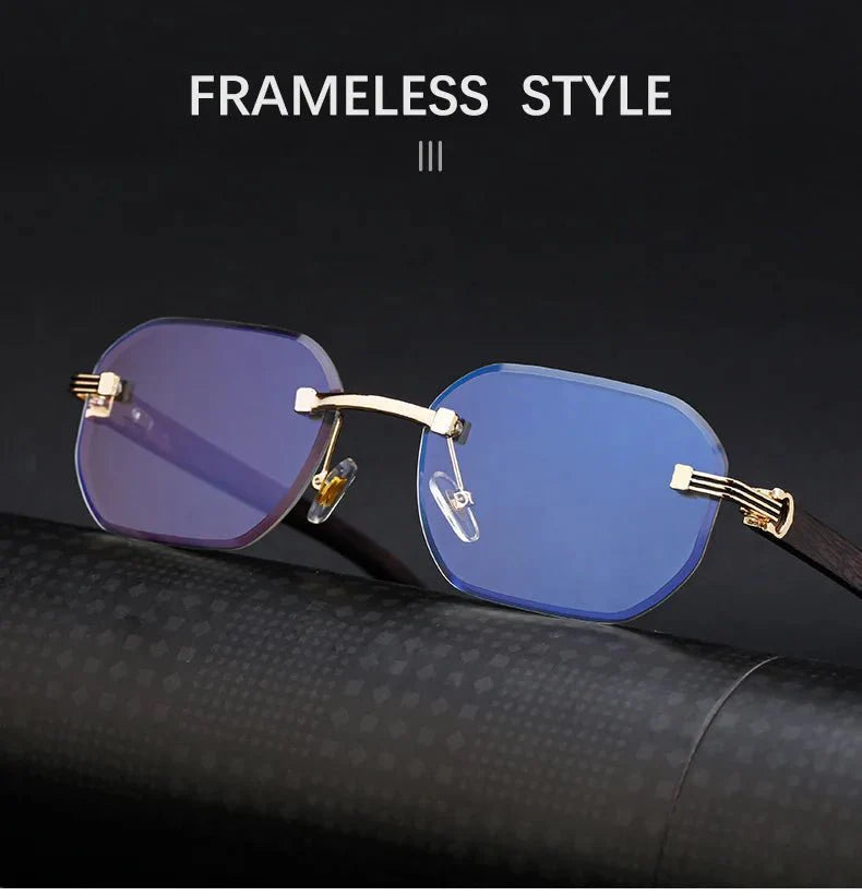 Vintage Square Rimless Sunglasses – Frameless UV protection Eyewear
