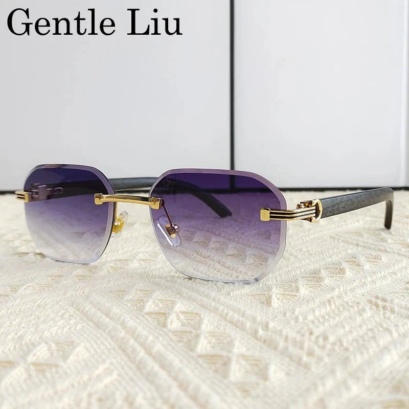 Vintage Square Rimless Sunglasses – Frameless UV protection Eyewear