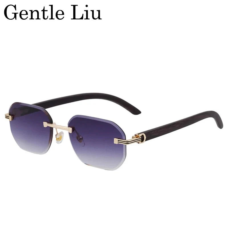 Vintage Square Rimless Sunglasses – Frameless UV protection Eyewear