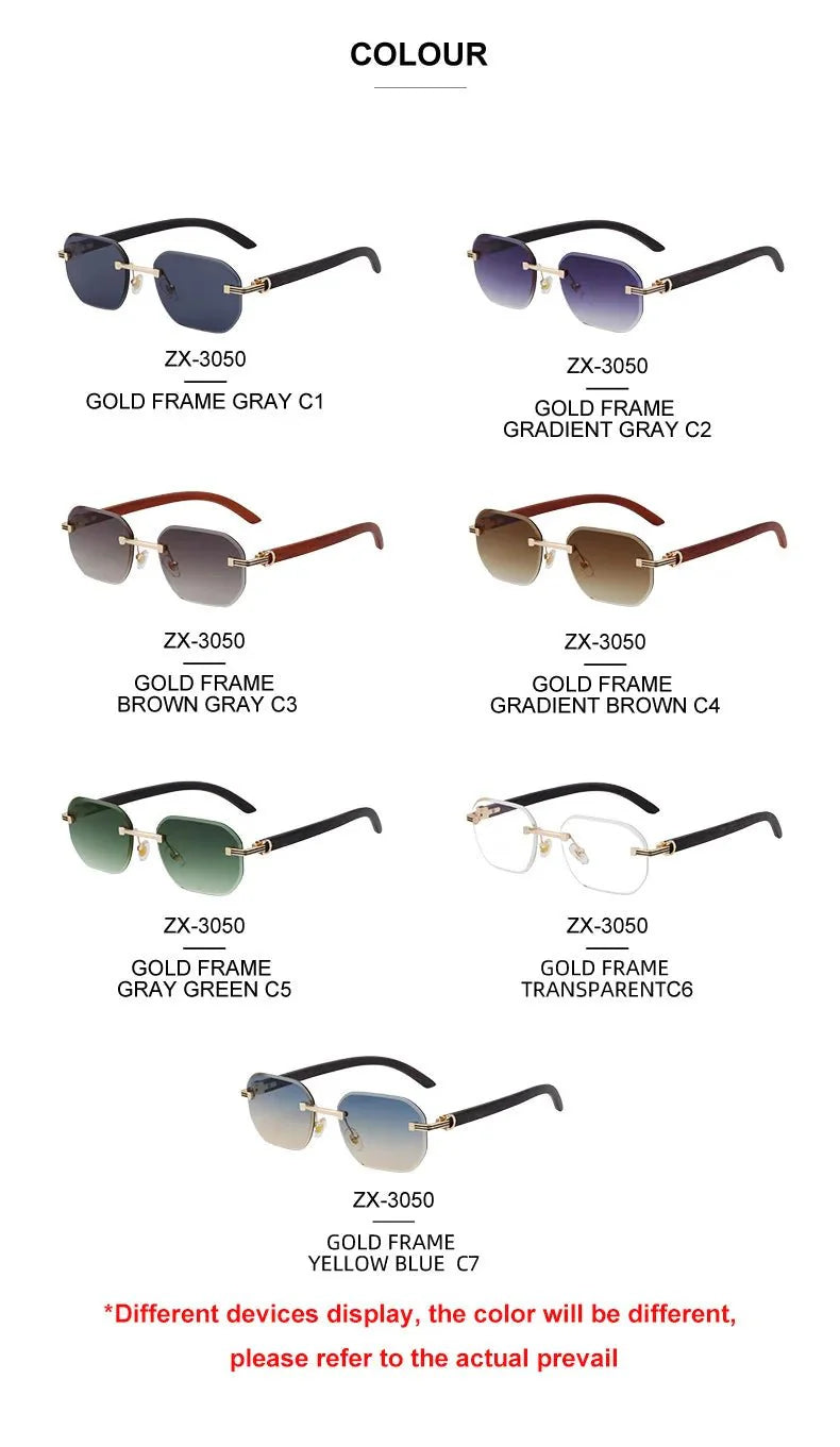 Vintage Square Rimless Sunglasses – Frameless UV protection Eyewear