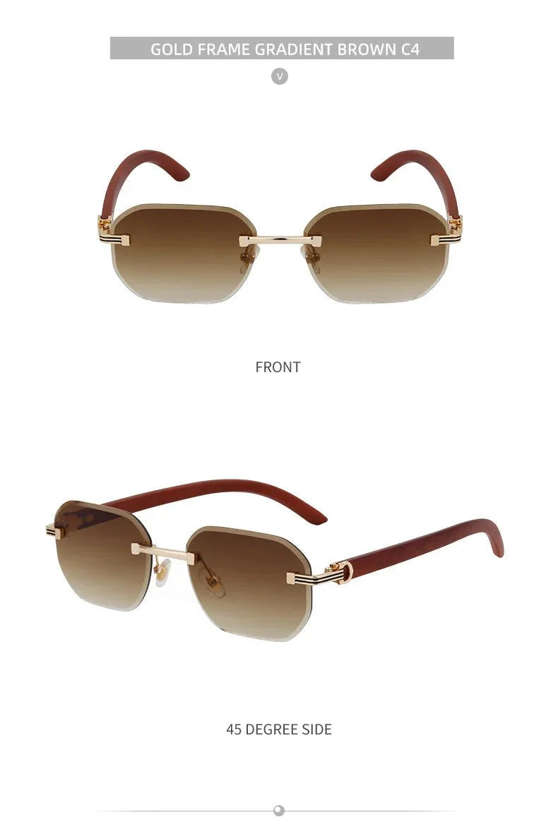 Vintage Square Rimless Sunglasses – Frameless UV protection Eyewear