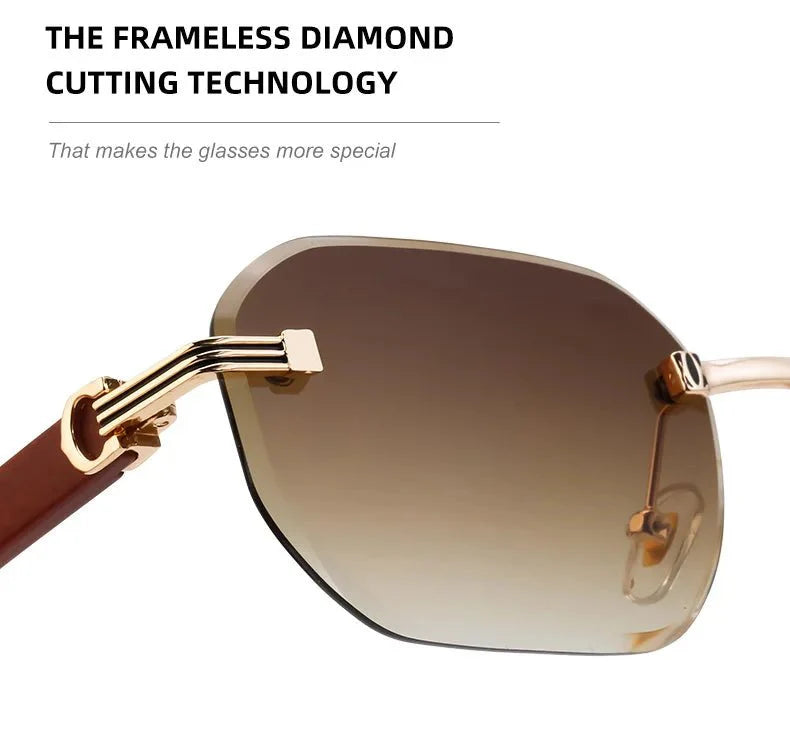 Vintage Square Rimless Sunglasses – Frameless UV protection Eyewear