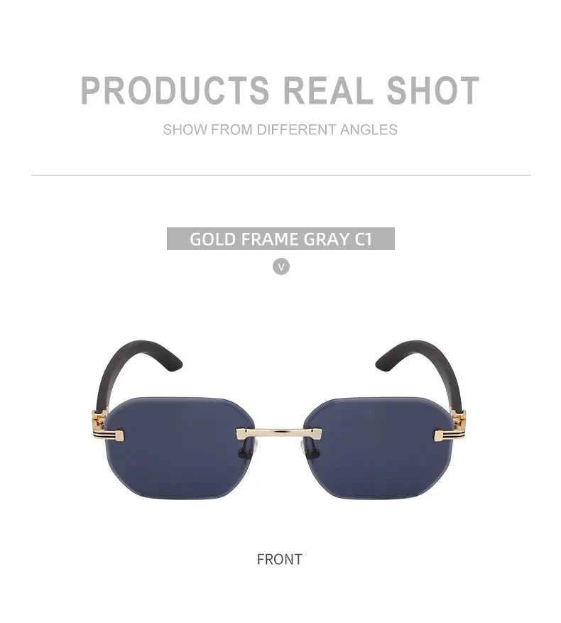 Vintage Square Rimless Sunglasses – Frameless UV protection Eyewear