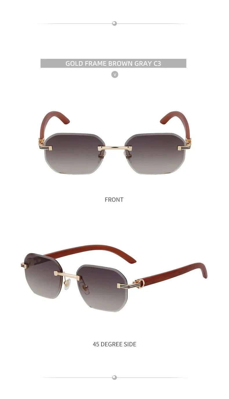 Vintage Square Rimless Sunglasses – Frameless UV protection Eyewear