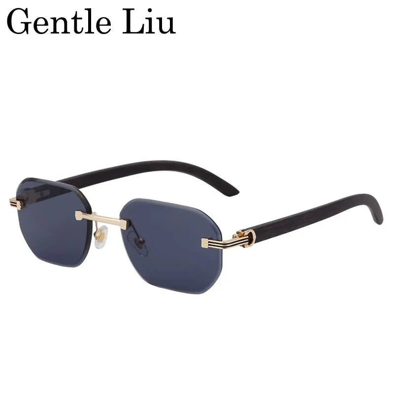 Vintage Square Rimless Sunglasses – Frameless UV protection Eyewear