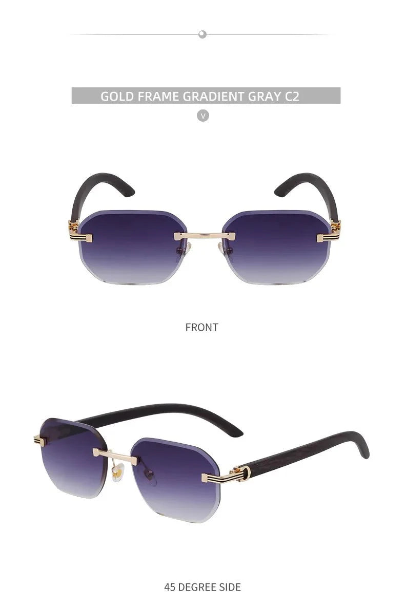 Vintage Square Rimless Sunglasses – Frameless UV protection Eyewear