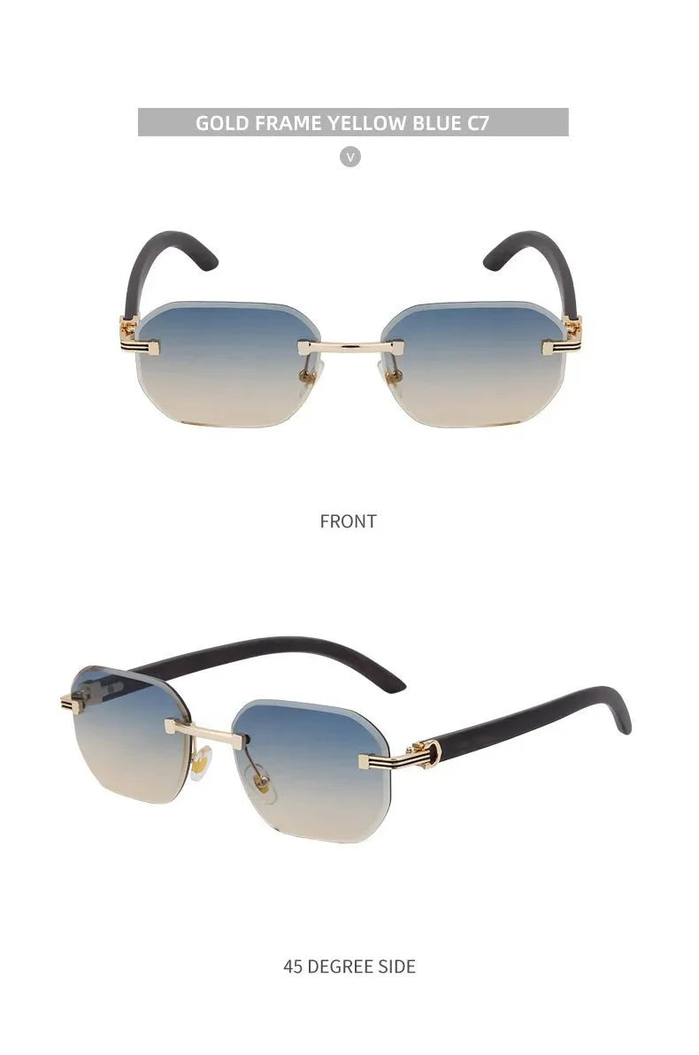 Vintage Square Rimless Sunglasses – Frameless UV protection Eyewear