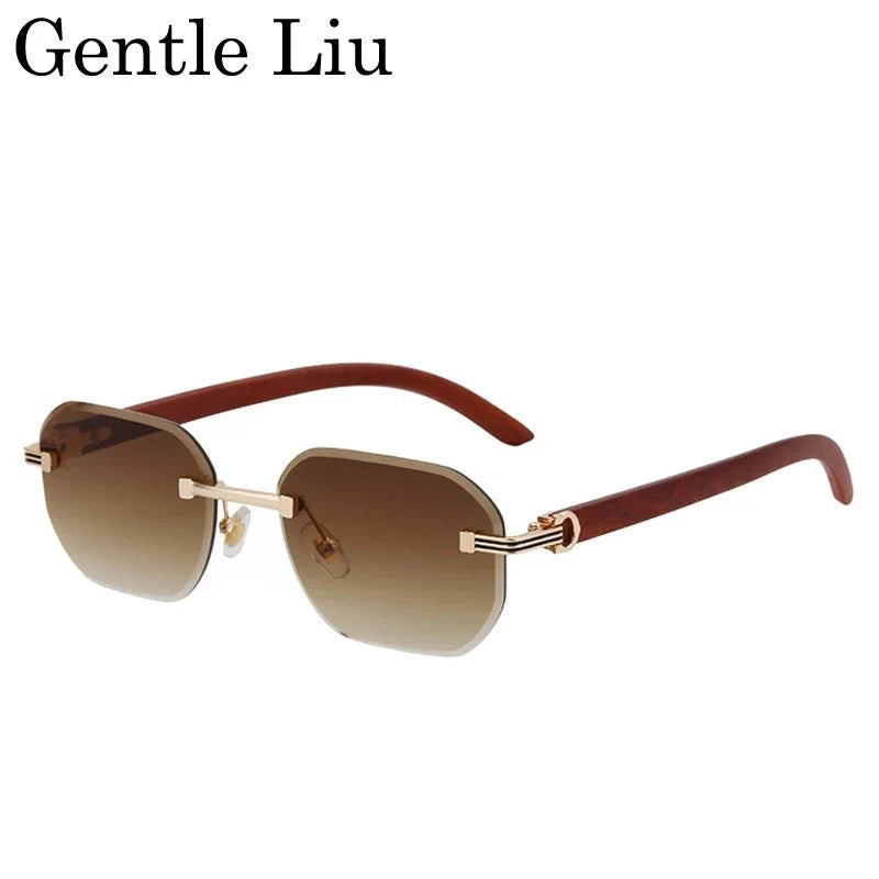 Vintage Square Rimless Sunglasses – Frameless UV protection Eyewear