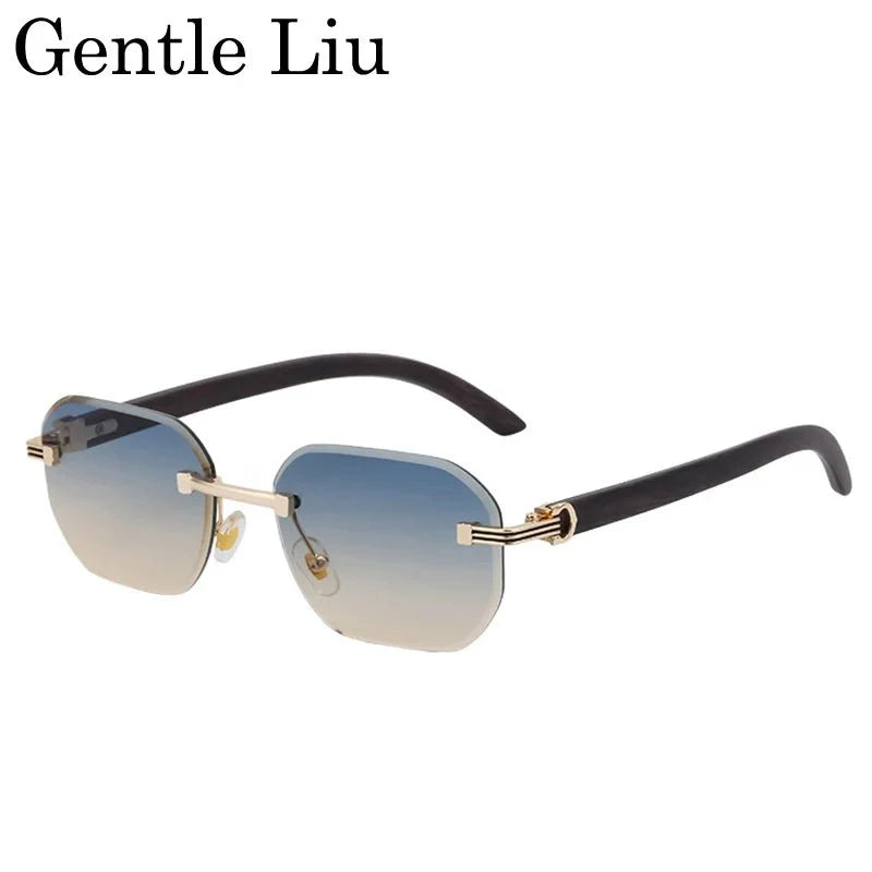 Vintage Square Rimless Sunglasses – Frameless UV protection Eyewear