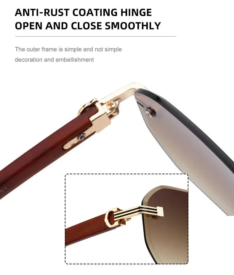 Vintage Square Rimless Sunglasses – Frameless UV protection Eyewear