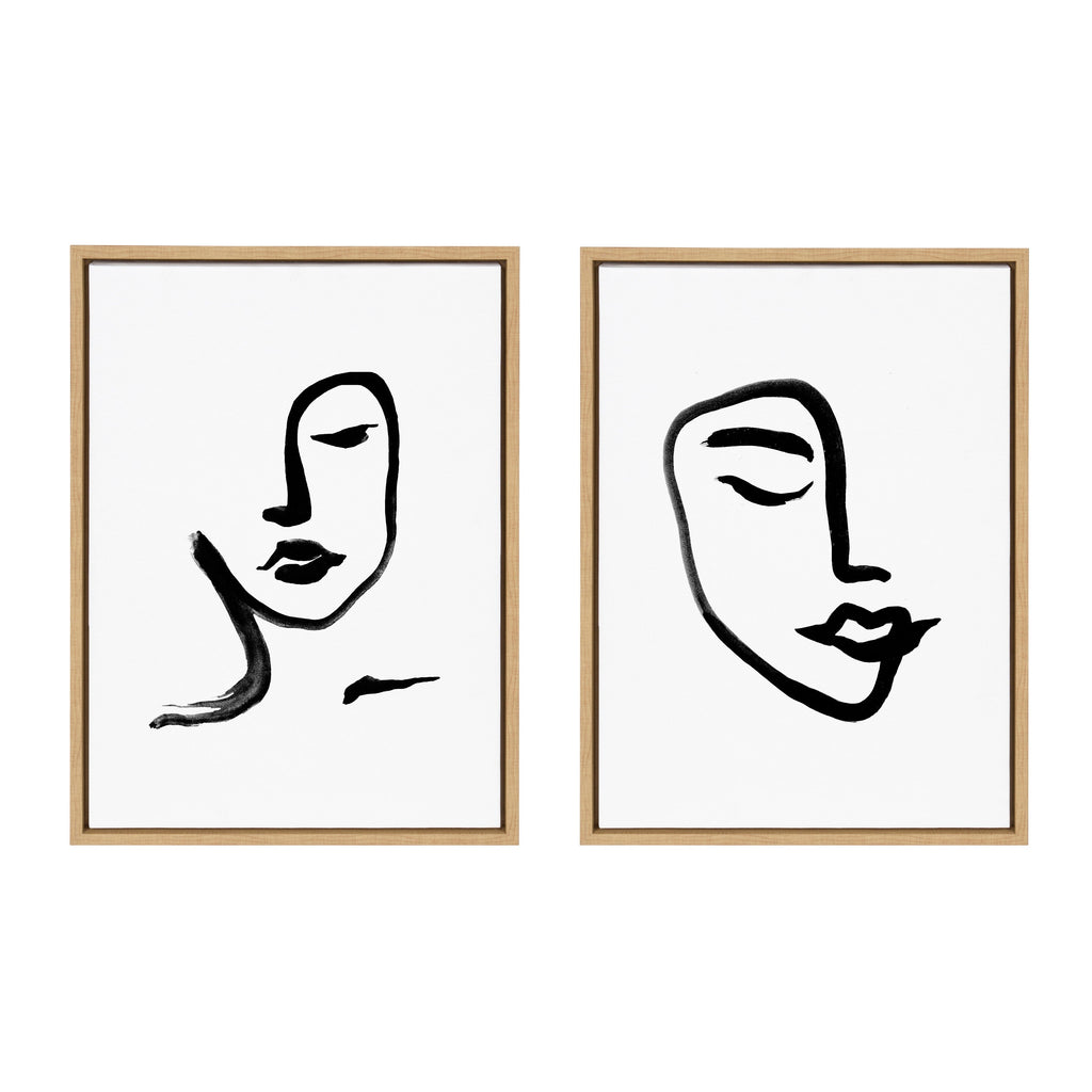 Sylvie Woman Face Art and Face Line Print Framed Canvas Art Set by Viola Kreczmer