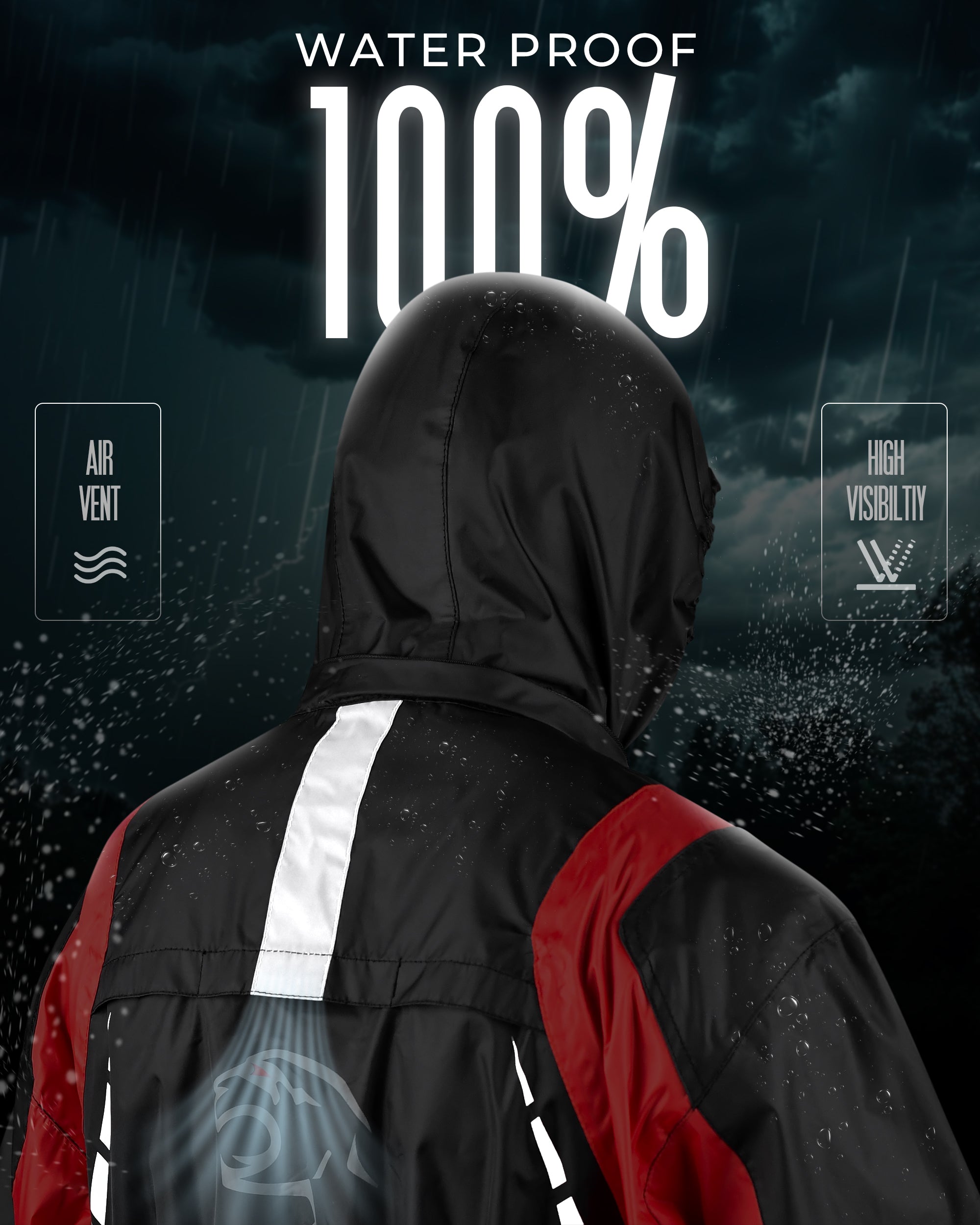 JAG Rainmaster Rain Suit for Men & Women (Black Red)