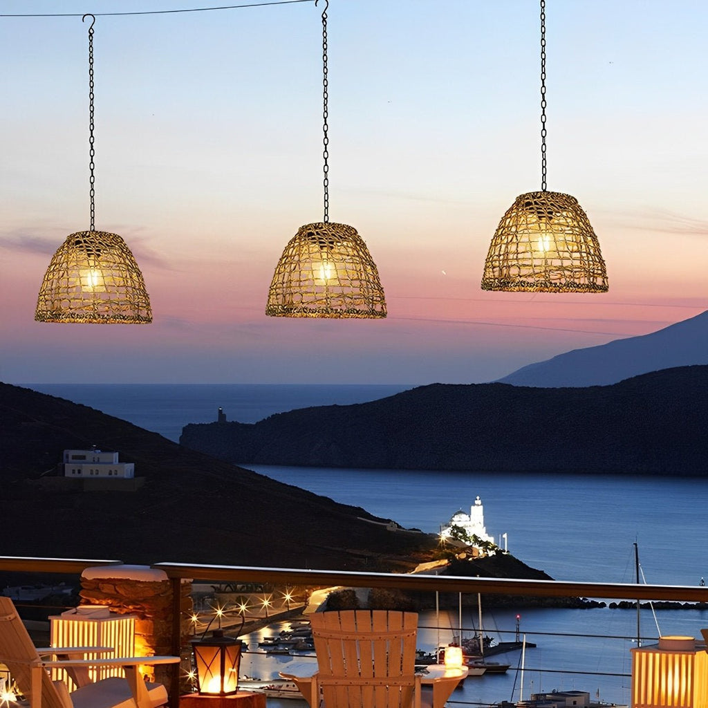 Solar Bell Pendant Lantern IP44 Waterproof Outdoor Chandelier